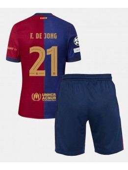 Barcelona Frenkie de Jong #21 Heimtrikotsatz für Kinder 2024-25 Kurzarm (+ Kurze Hosen)